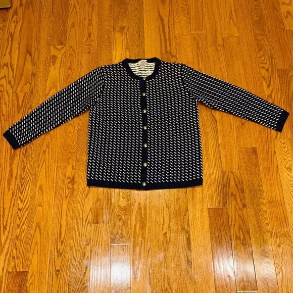 Vintage LL Bean Wool Norwegian Birdseye Women's Cardigan Sweater Jumper - Picture 2 of 10